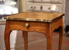 Early 20th Century French Louis XV Walnut and Brass Side Table with Leather Top