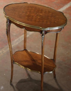 Early 20th Century French Louis XV Walnut Marquetry Inlaid Side Table