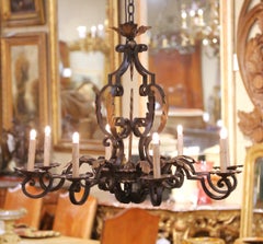 Early 20th Century French Louis XV Wrought Iron Eight-Light Chandelier