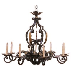 Early 20th Century French Louis XV Wrought Iron Eight-Light Chandelier