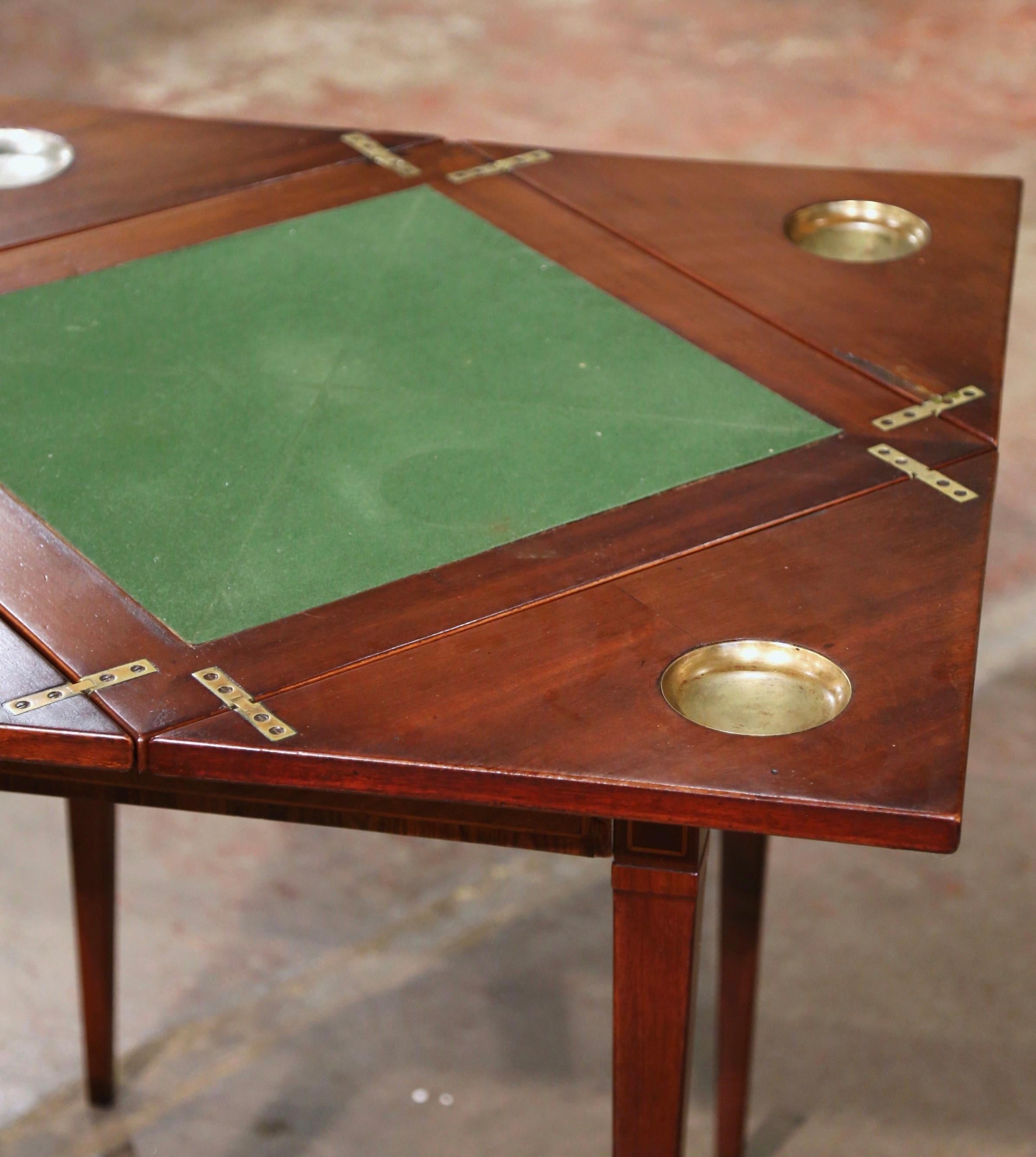 Anfang des 20. Jahrhunderts Französisch Louis XVI geschnitzt Mahagoni Serviette Folding Spieltisch im Angebot 2