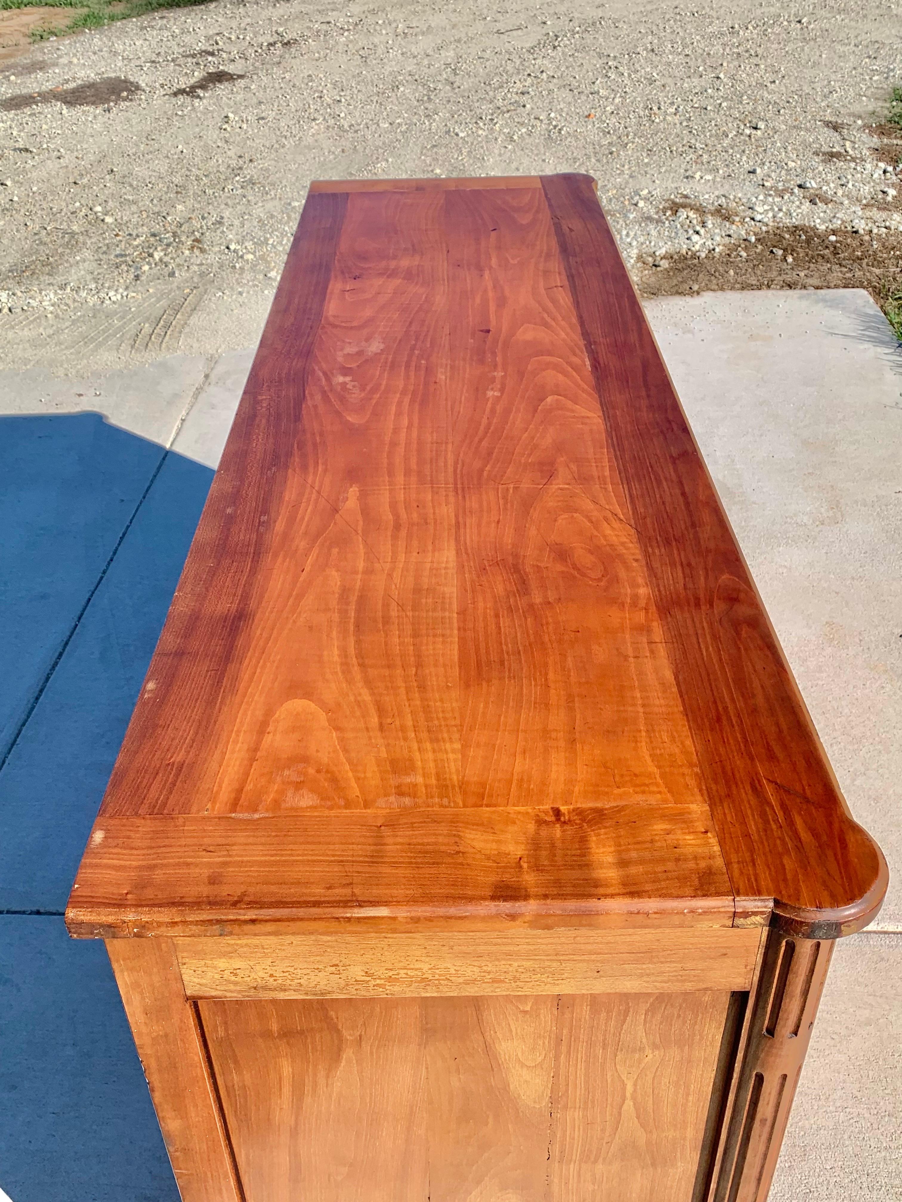 Brass Early 20th Century French Louis XVI Cherrywood Buffet