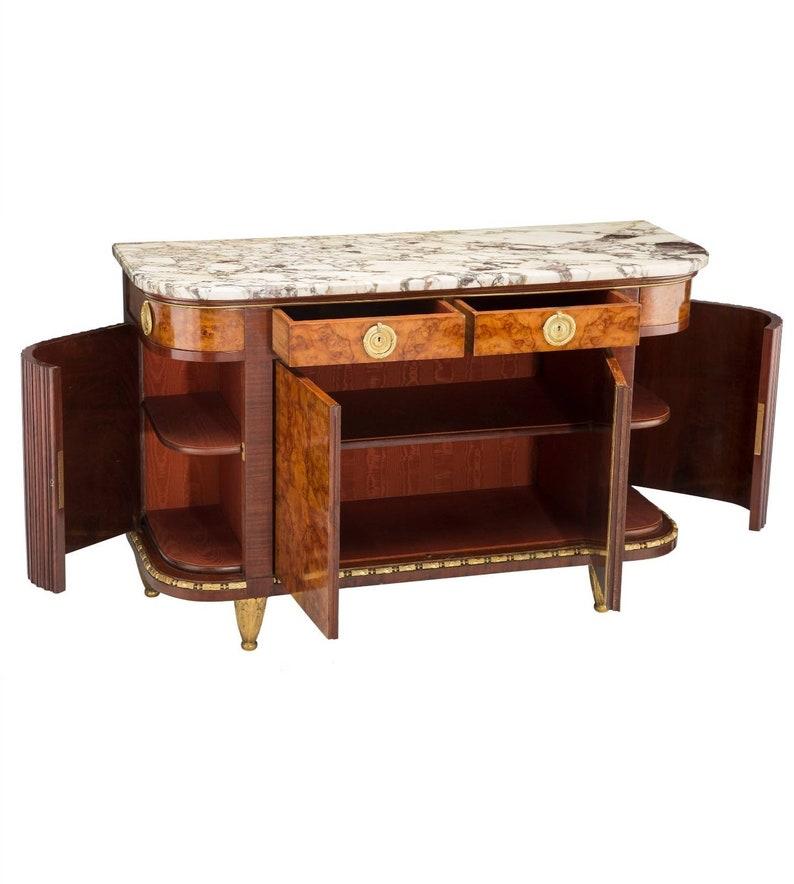 Early 20th Century French Louis XVI Gilt Bronze Mounted Mahogany Credenza For Sale 1