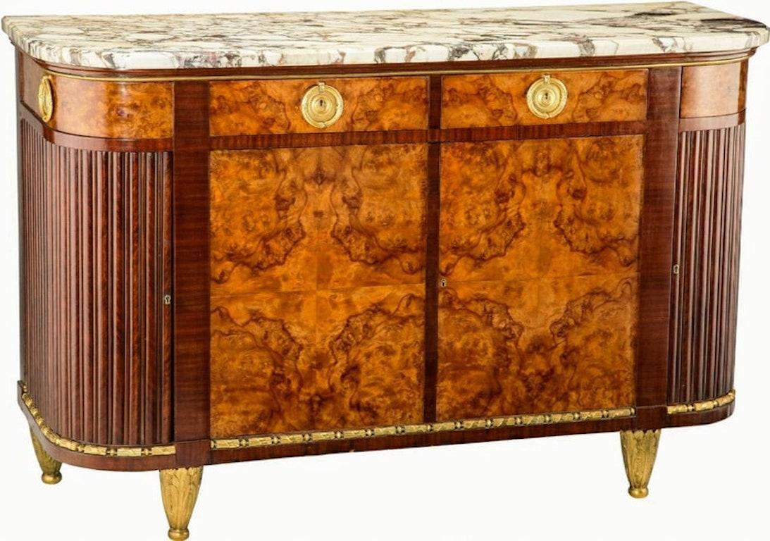 Early 20th Century French Louis XVI Gilt Bronze Mounted Mahogany Credenza For Sale 2