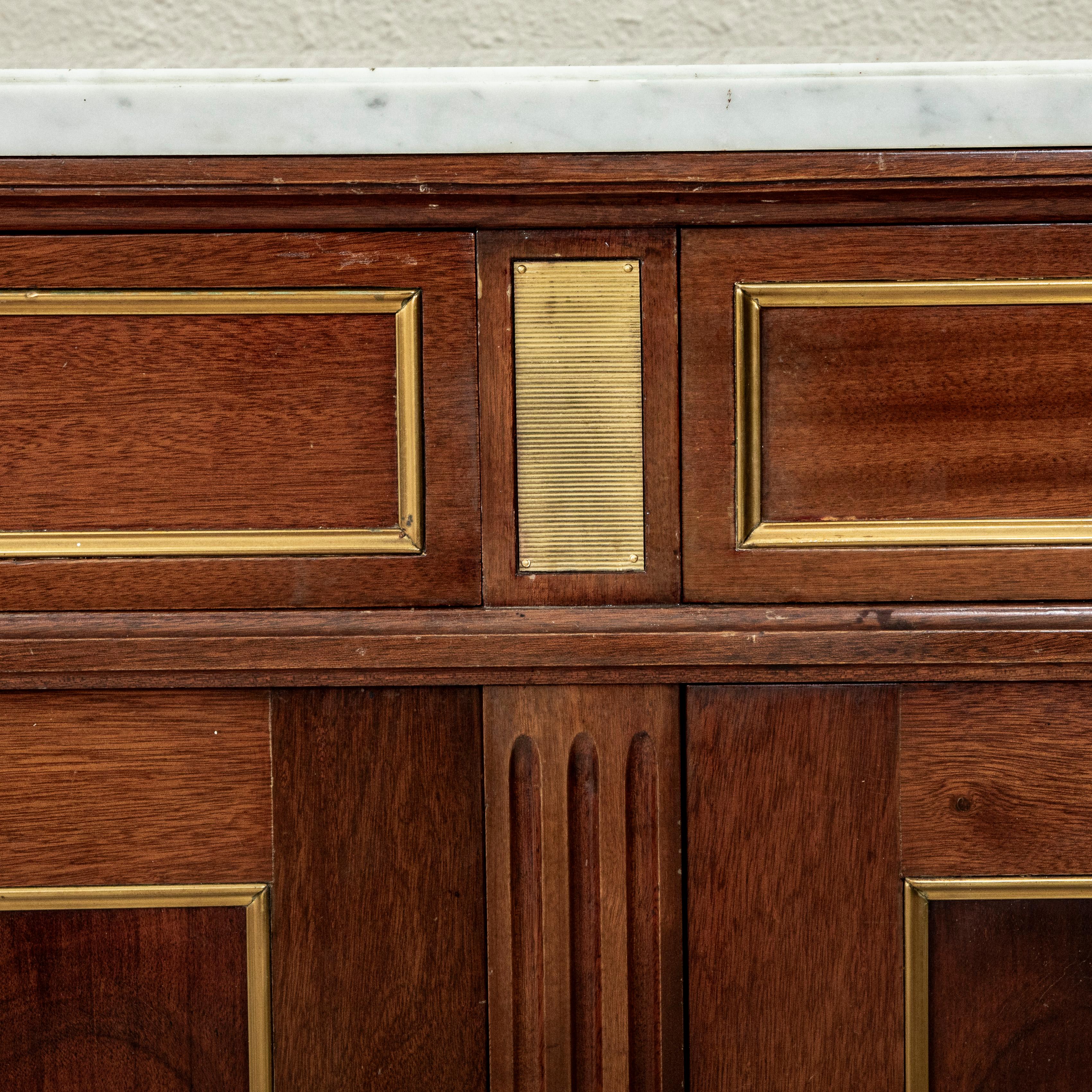 Early 20th Century French Louis XVI Mahogany and Marble Enfilade, Sideboard For Sale 7
