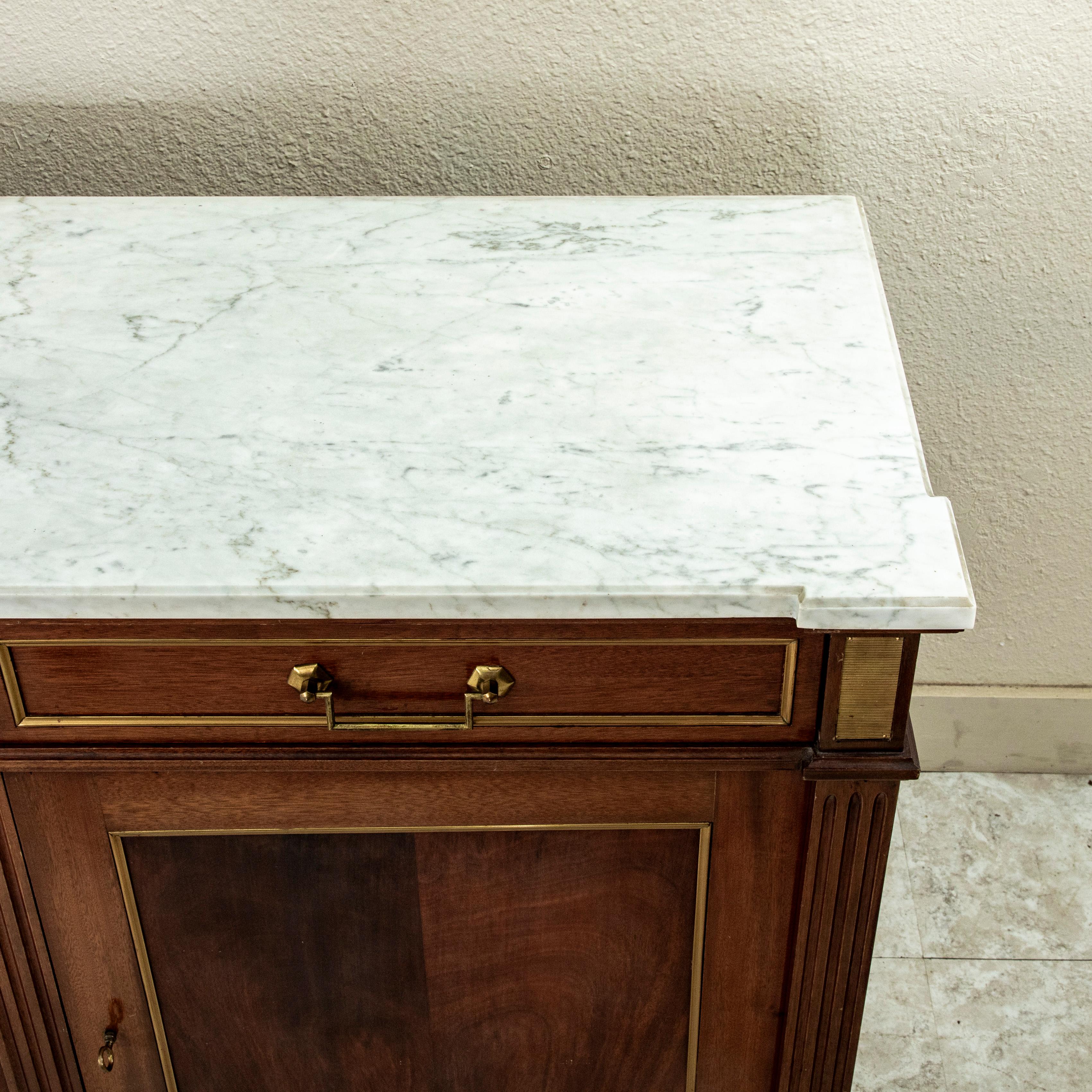 Early 20th Century French Louis XVI Mahogany and Marble Enfilade, Sideboard For Sale 13