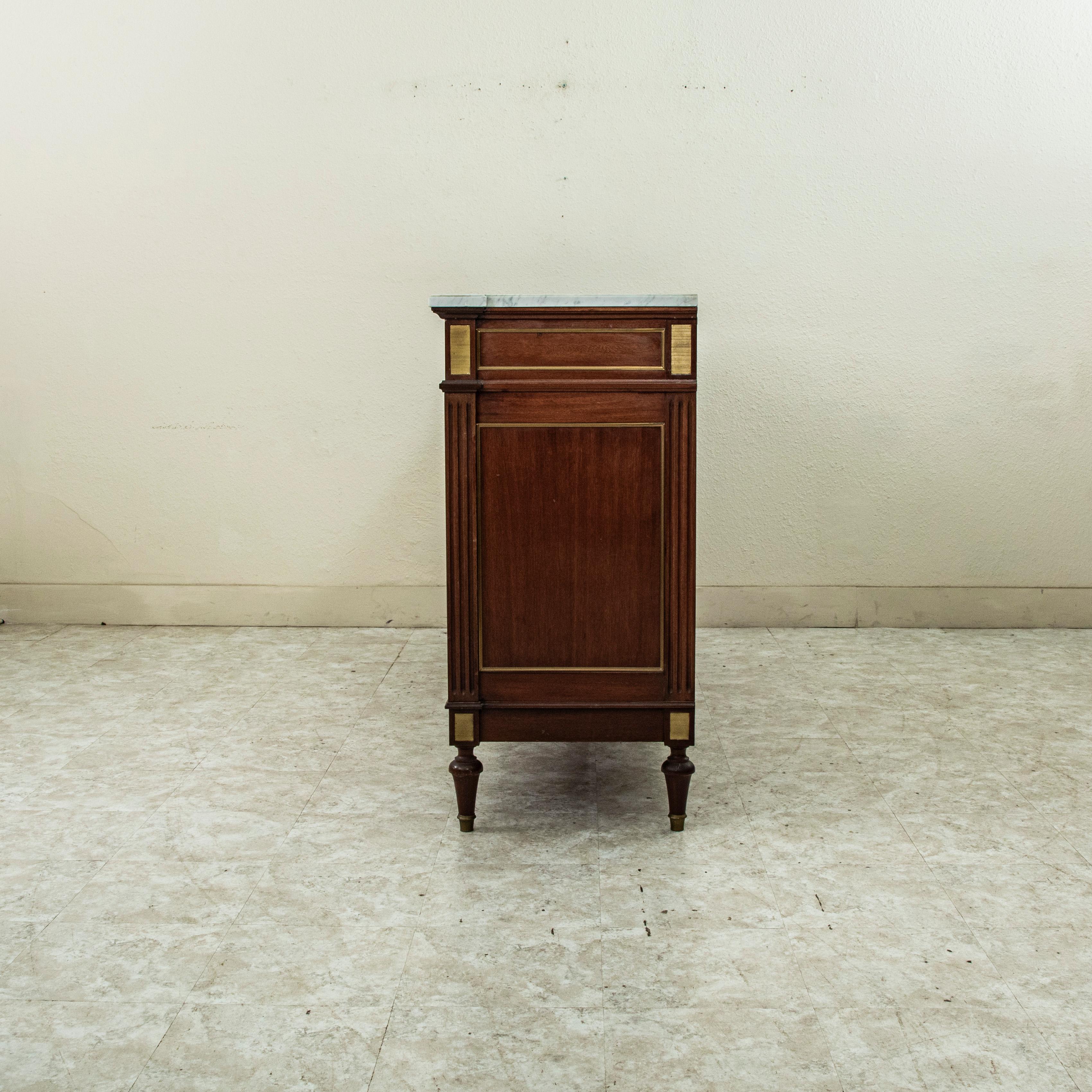 Bronze Early 20th Century French Louis XVI Mahogany and Marble Enfilade, Sideboard For Sale