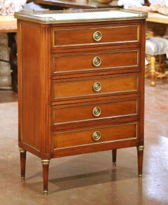 Early 20th Century French Louis XVI Marble Top Chiffonier by A. Mailfert