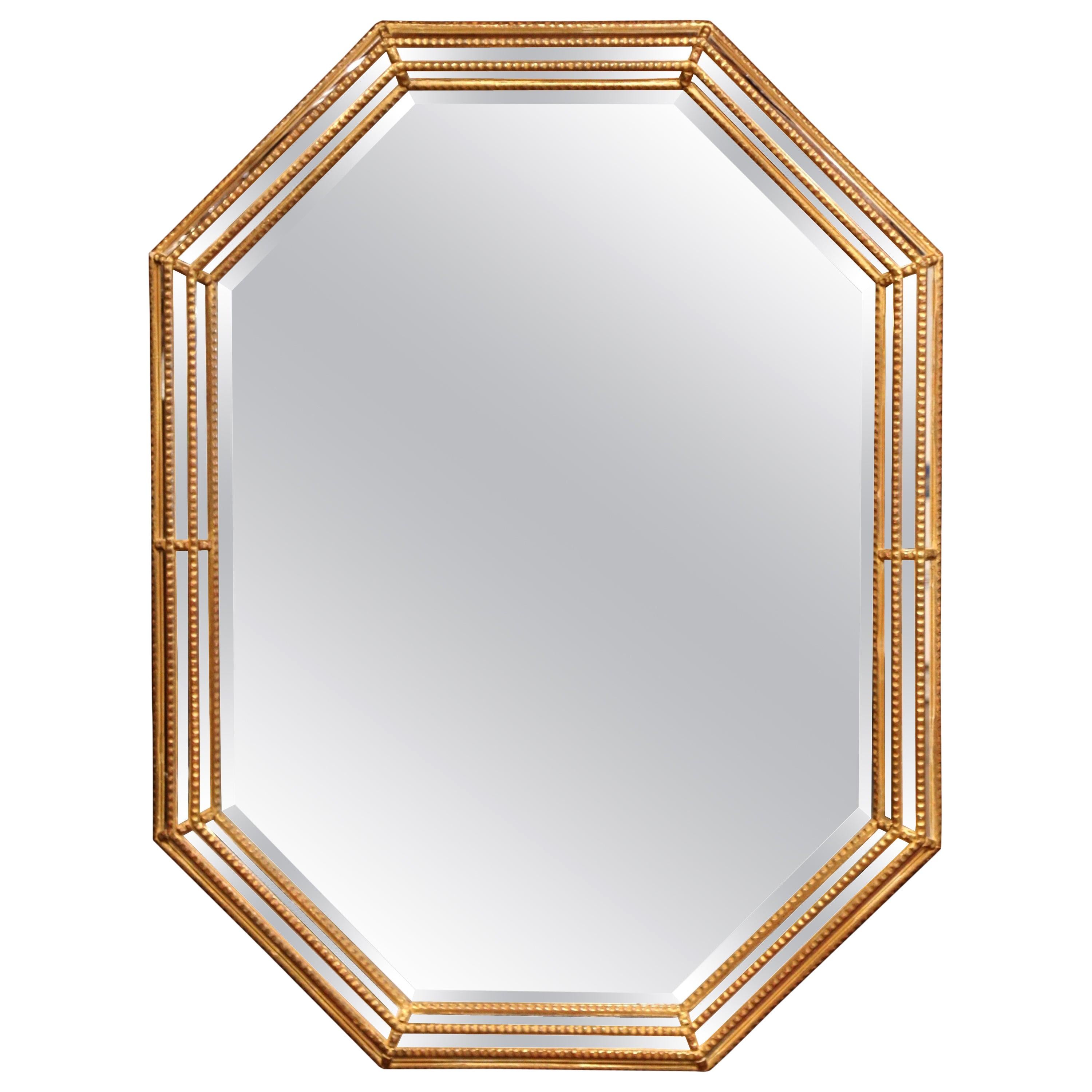 Early 20th Century French Louis XVI Octagonal Carved Giltwood Wall Mirror