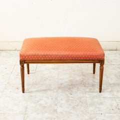 Early 20th Century French Louis XVI Style Beechwood Banquette, Vanity Bench