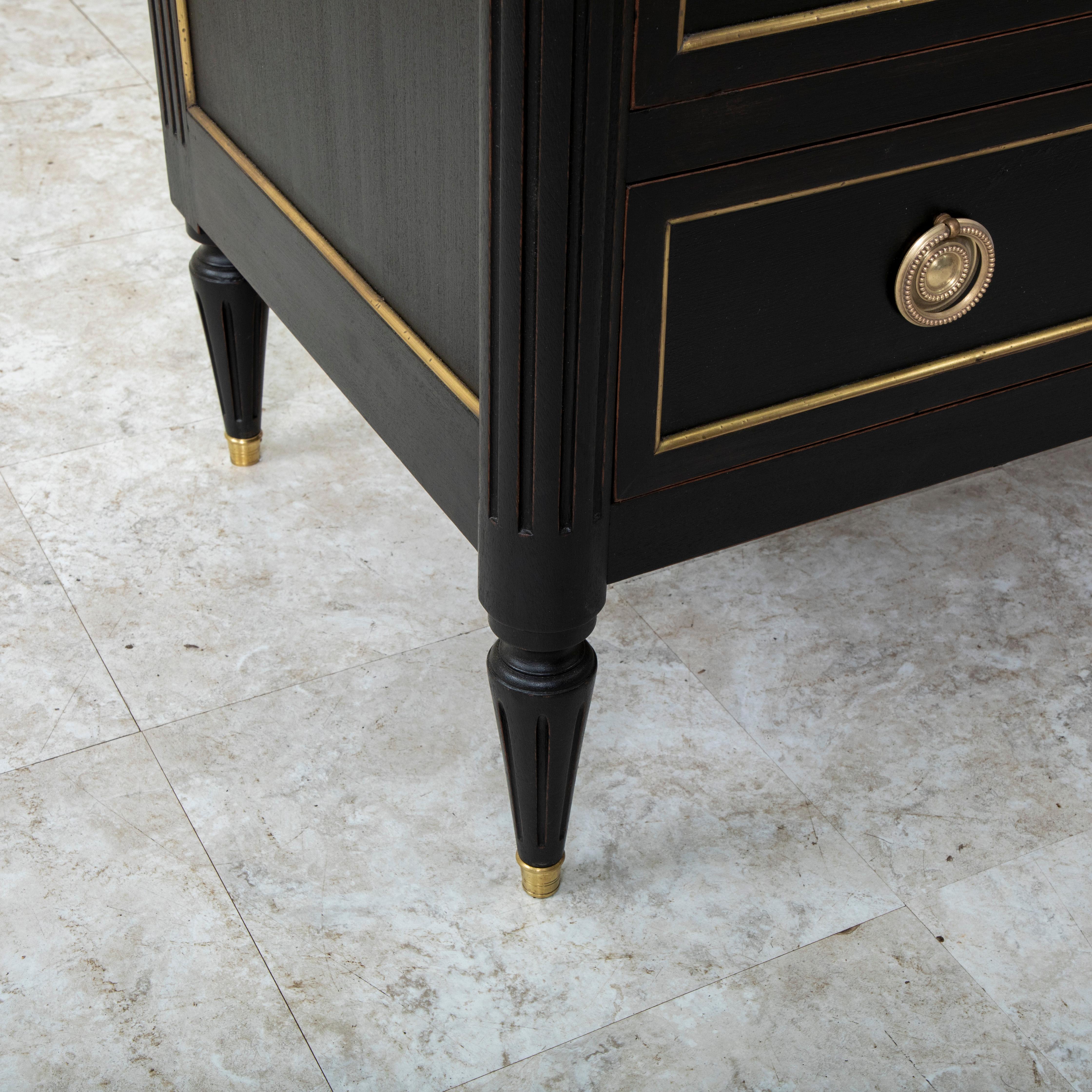 Early 20th Century French Louis XVI Style Black Painted Chest of Drawers, Marble 13