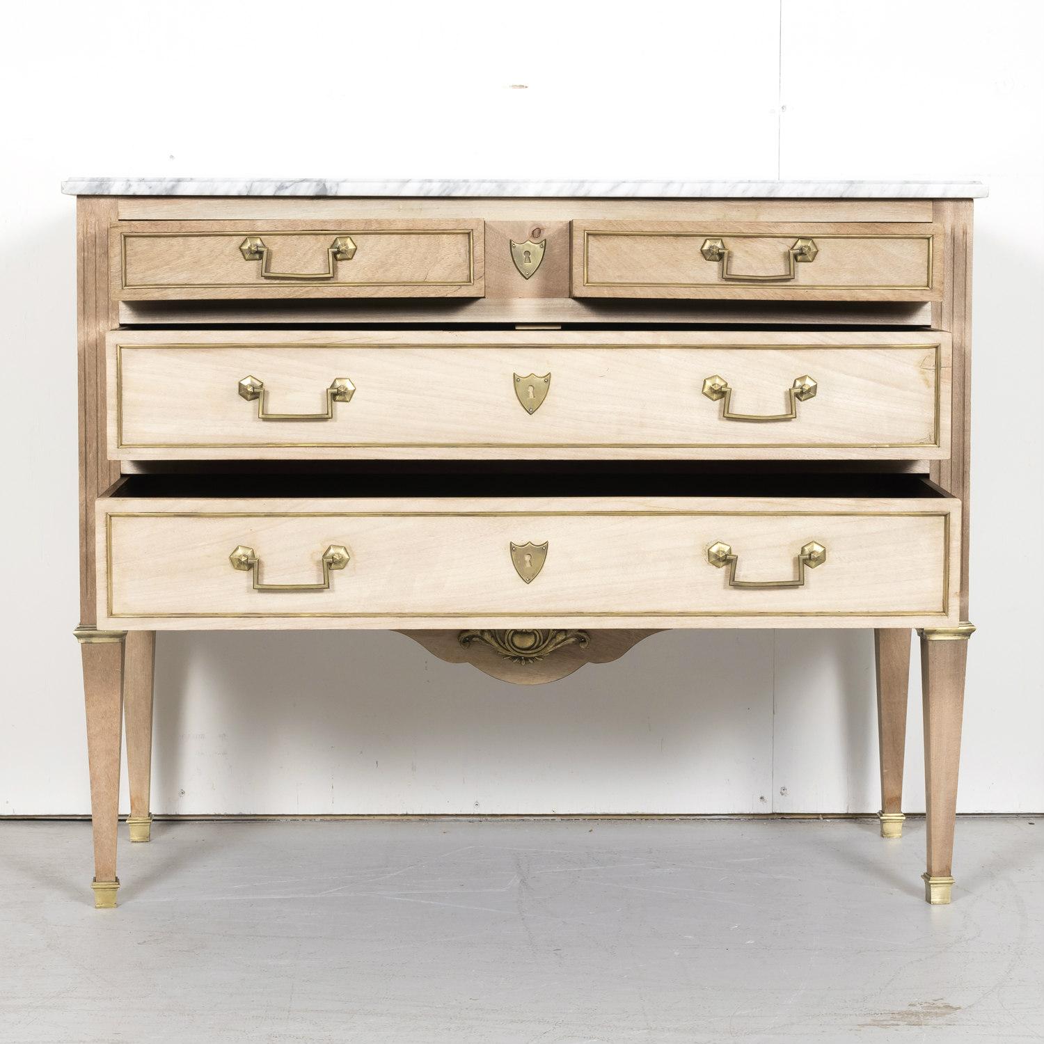 Early 20th Century French Louis XVI Style Bleached Commode with Carrara Marble 3