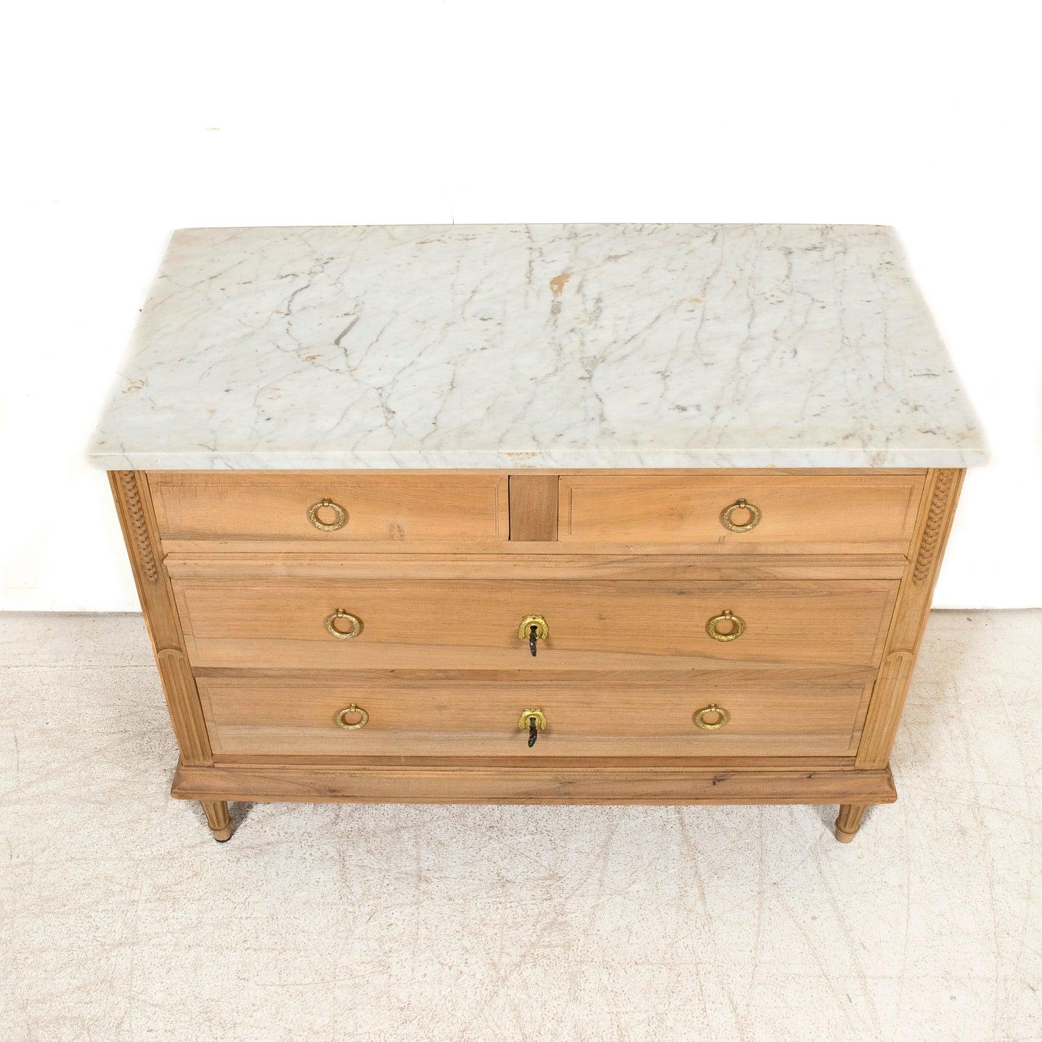 Early 20th Century French Louis XVI Style Bleached Walnut Four-Drawer Commode For Sale 6