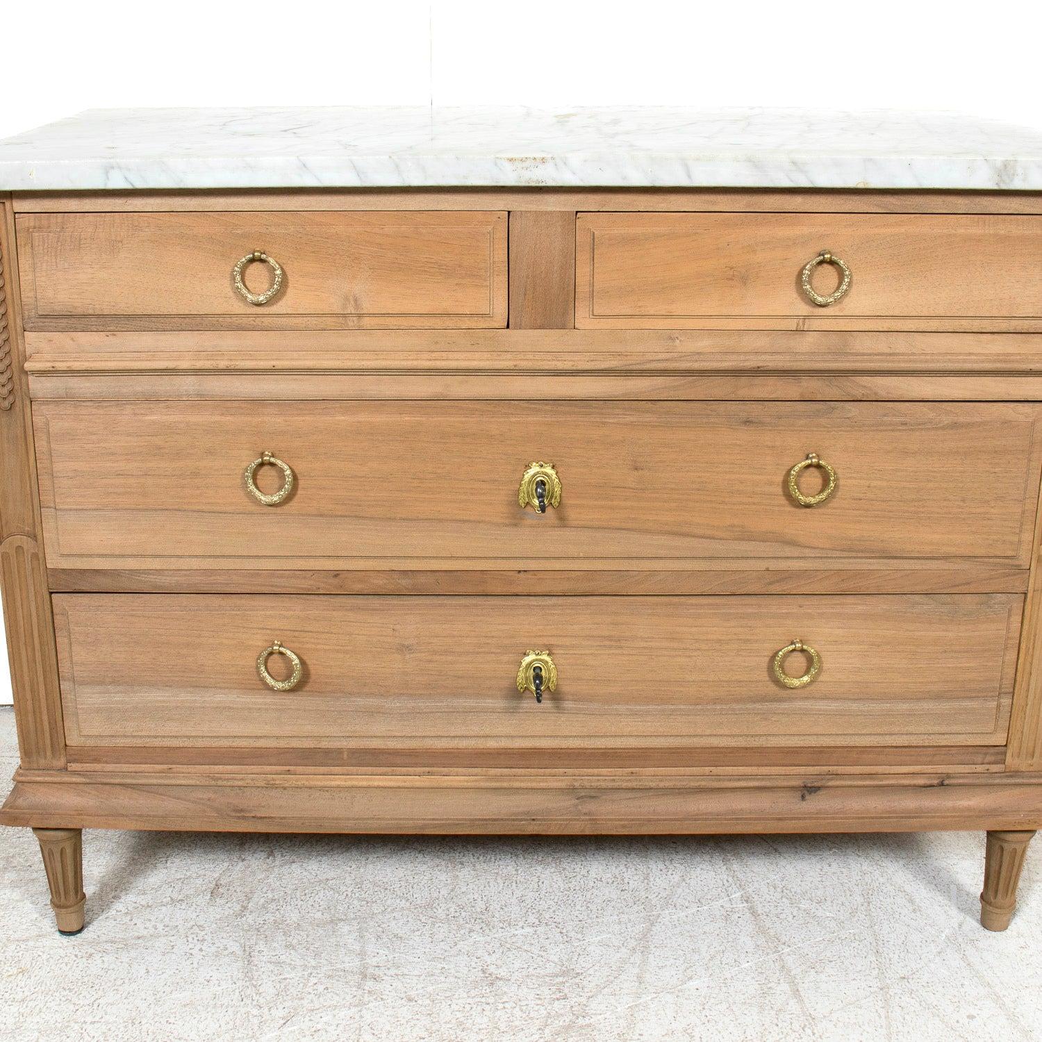 Early 20th Century French Louis XVI Style Bleached Walnut Four-Drawer Commode For Sale 8