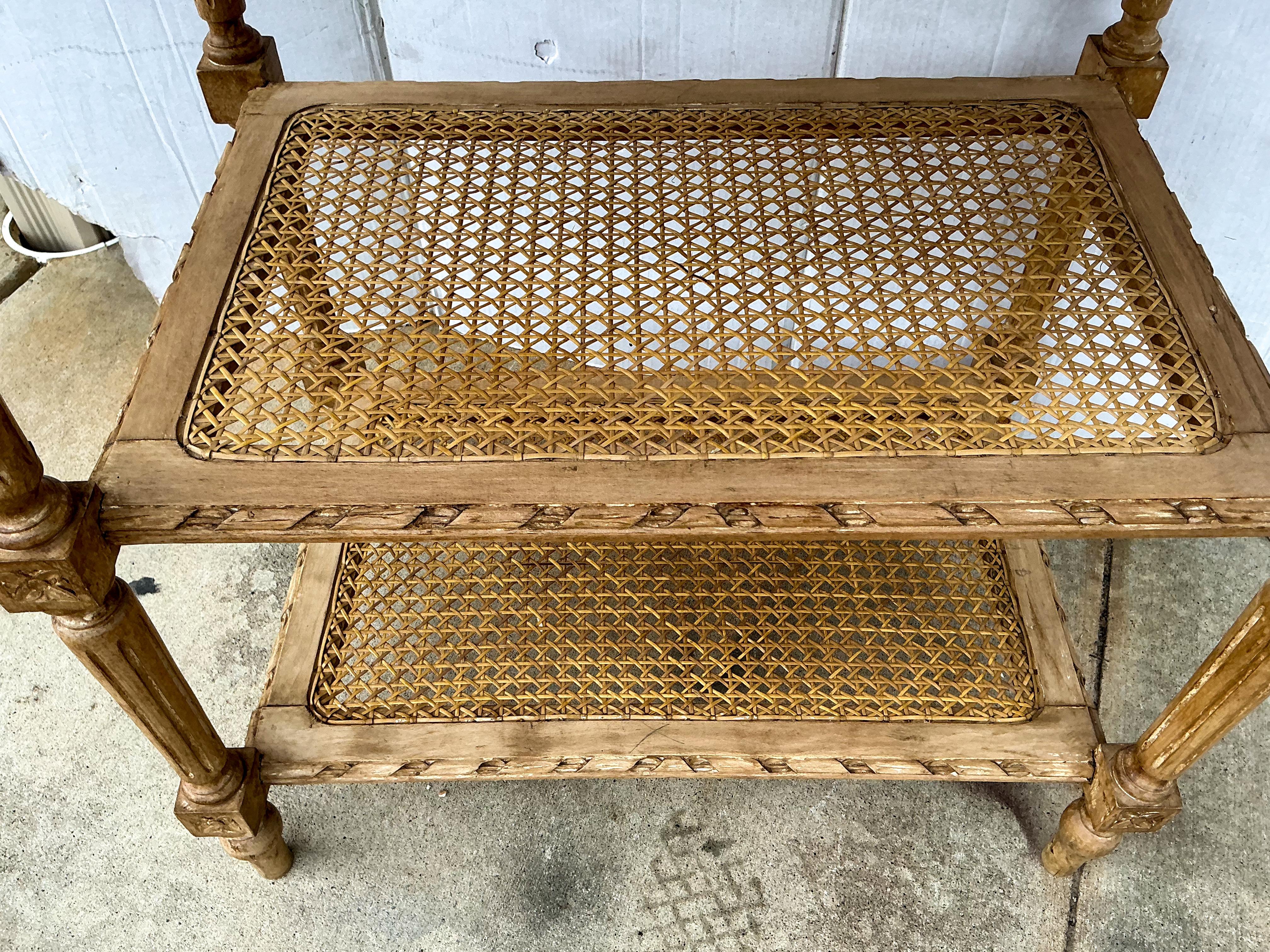 Fruitwood Early 20th Century  French Louis XVI Style Caned Cerused Pine Side Table For Sale