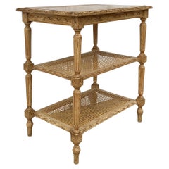 Early 20th Century  French Louis XVI Style Caned Cerused Pine Side Table