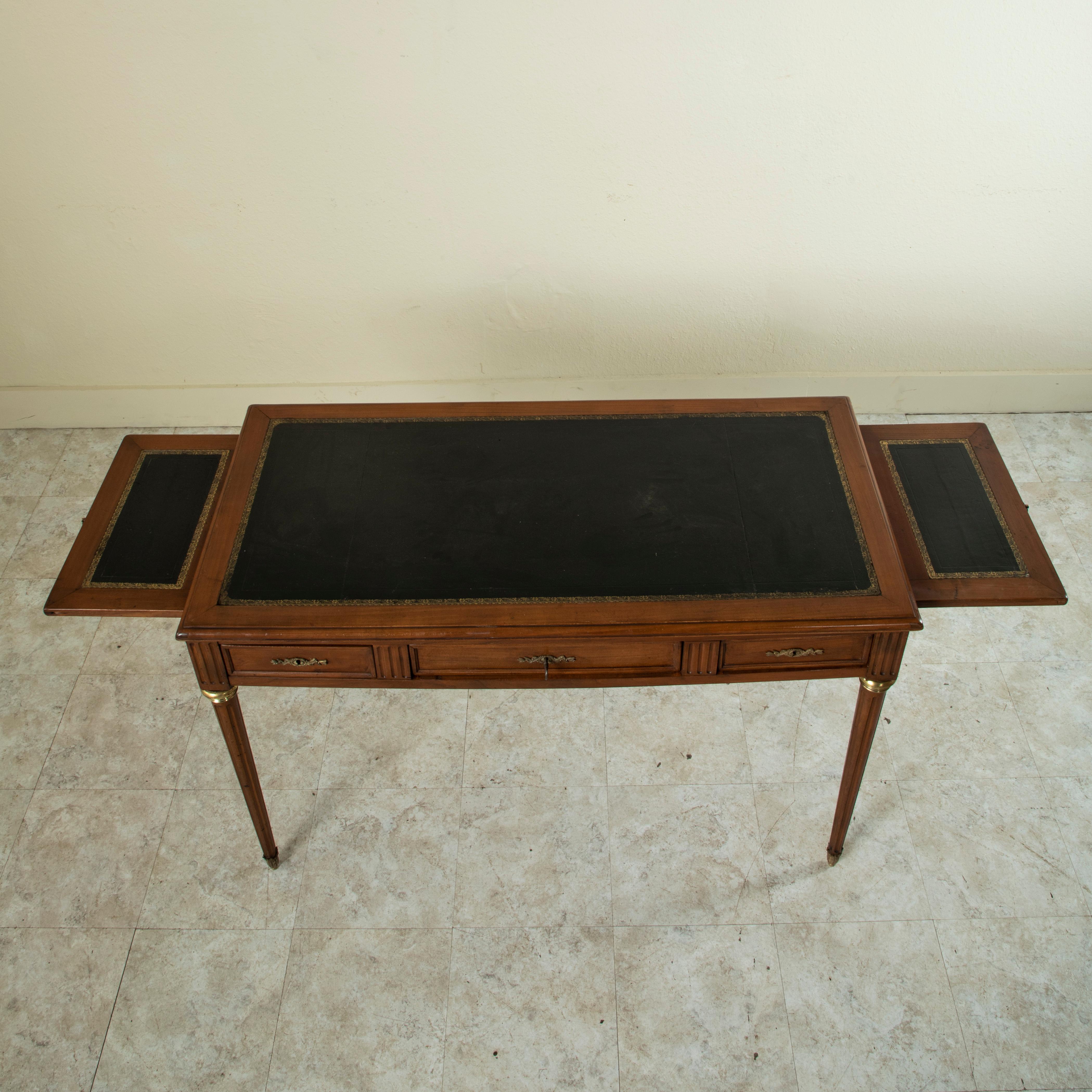 Early 20th Century French Louis XVI Style Cherrywood Desk, Tooled Leather Top 7