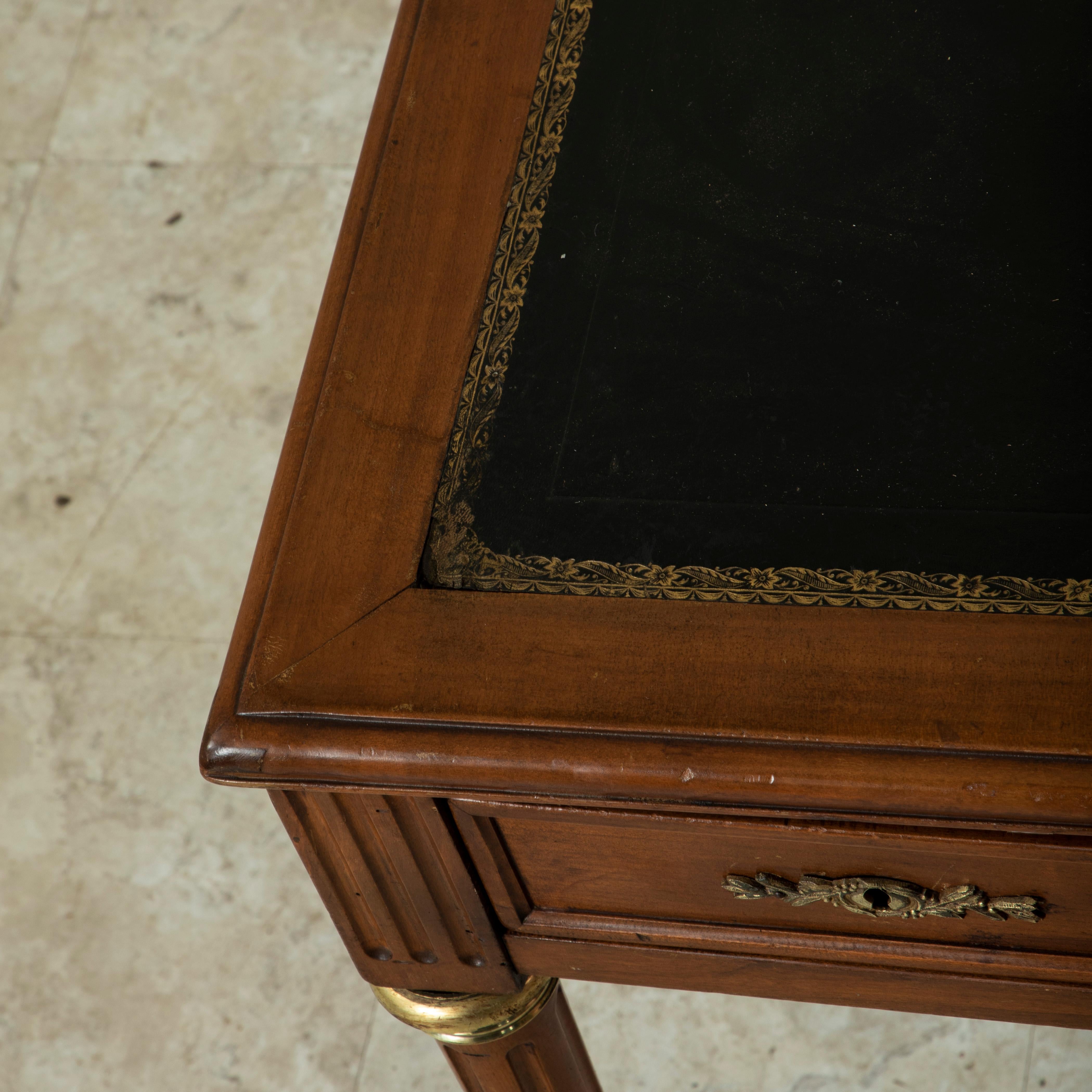 Early 20th Century French Louis XVI Style Cherrywood Desk, Tooled Leather Top 9