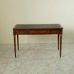 Early 20th Century French Louis XVI Style Cherrywood Desk, Tooled Leather Top