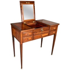 Early 20th Century French Louis XVI Style Dressing Table with Hinged Top Mirror