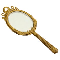 Early 20th Century French Louis XVI Style Gilt Bronze Hand Mirror