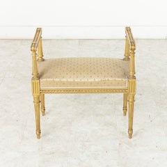 Early 20th Century French Louis XVI Style Giltwood Banquette Vanity Stool Bench