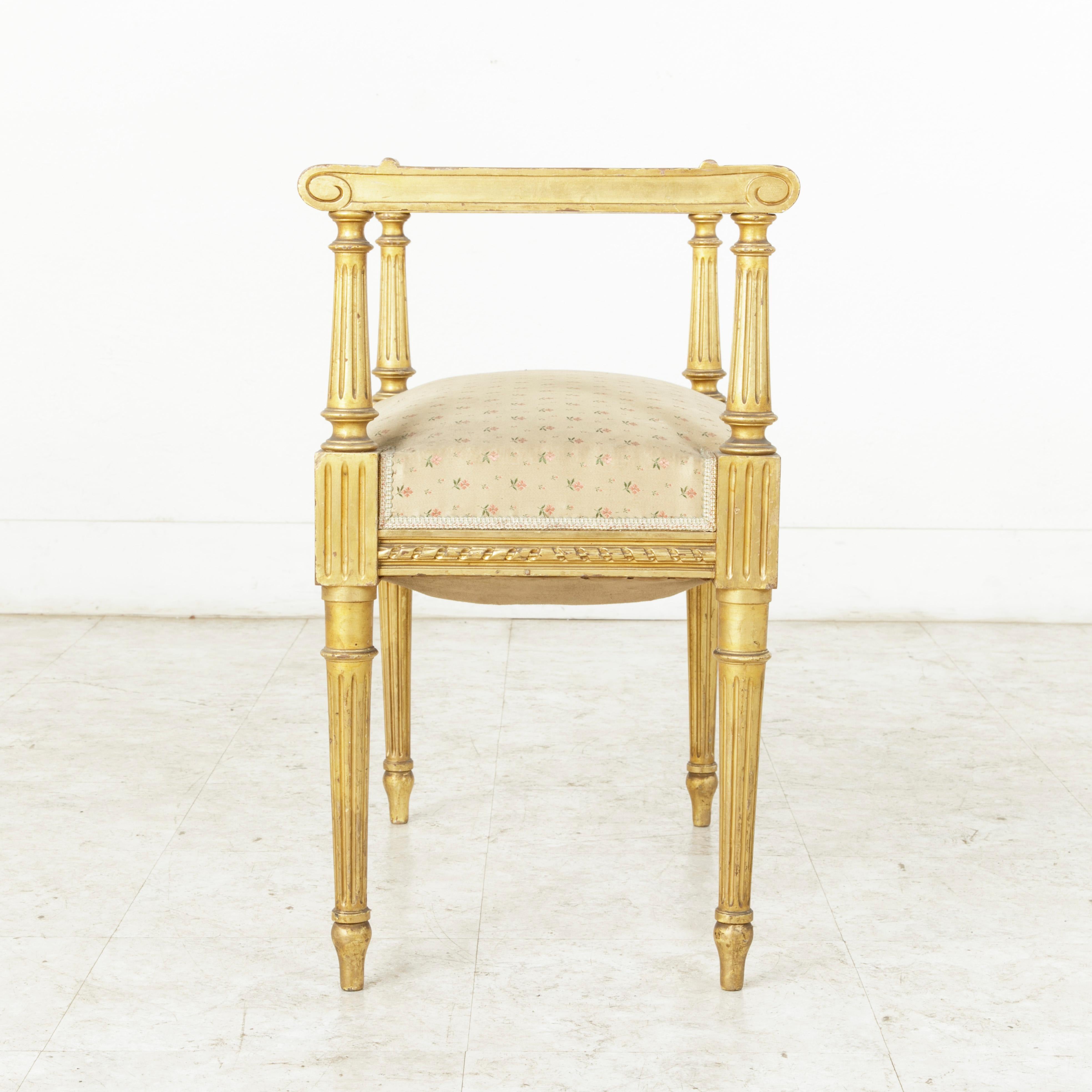 Early 20th Century French Louis XVI Style Giltwood Banquette Vanity Stool Bench 1