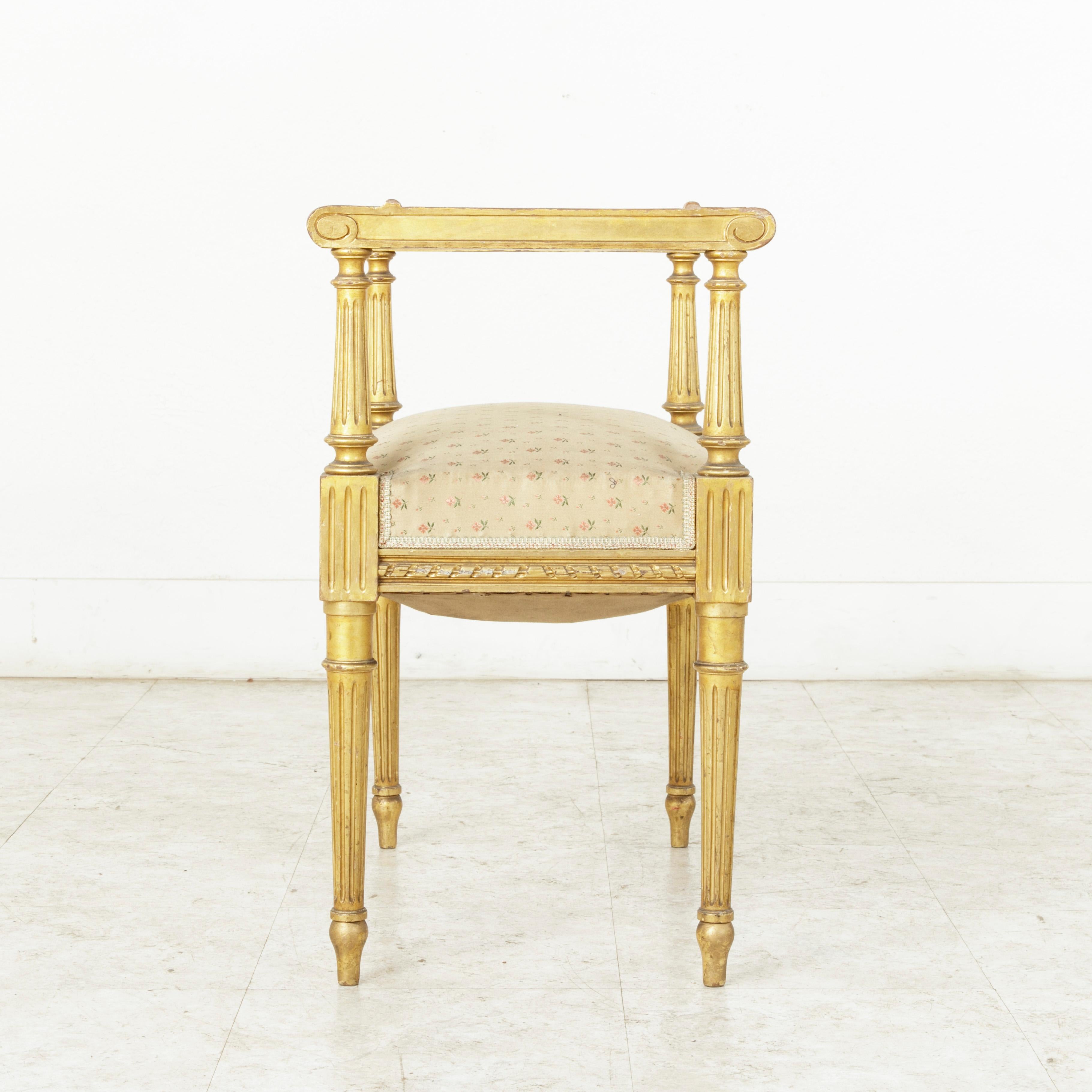 Early 20th Century French Louis XVI Style Giltwood Banquette Vanity Stool Bench 3