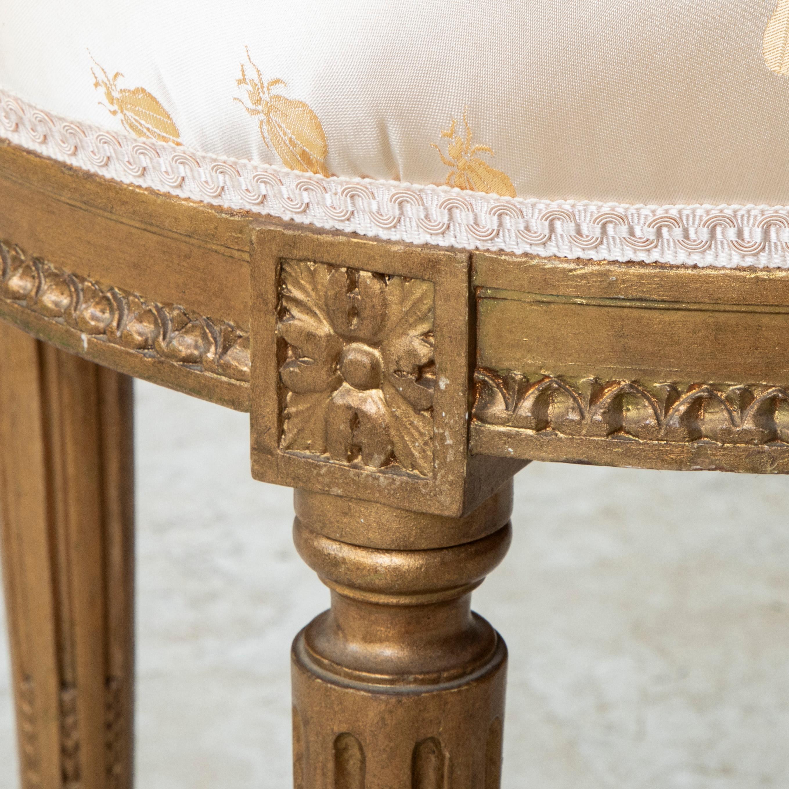 Early 20th Century French Louis XVI Style Gilt Wood Vanity Stool or Bench 5