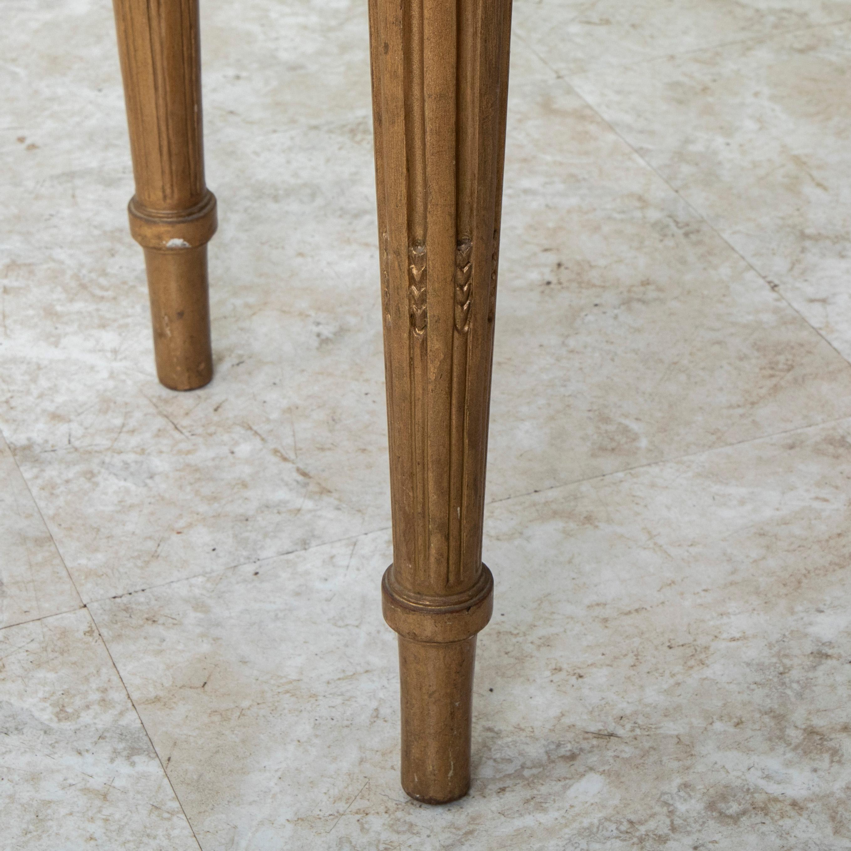 Early 20th Century French Louis XVI Style Gilt Wood Vanity Stool or Bench 6
