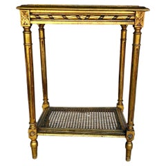 Early 20th Century French Louis XVI Style Gold Gilded and Marble Side Table