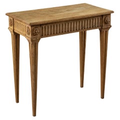 Early 20th Century French Louis XVI Style Hand Carved Bleached Oak Side Table
