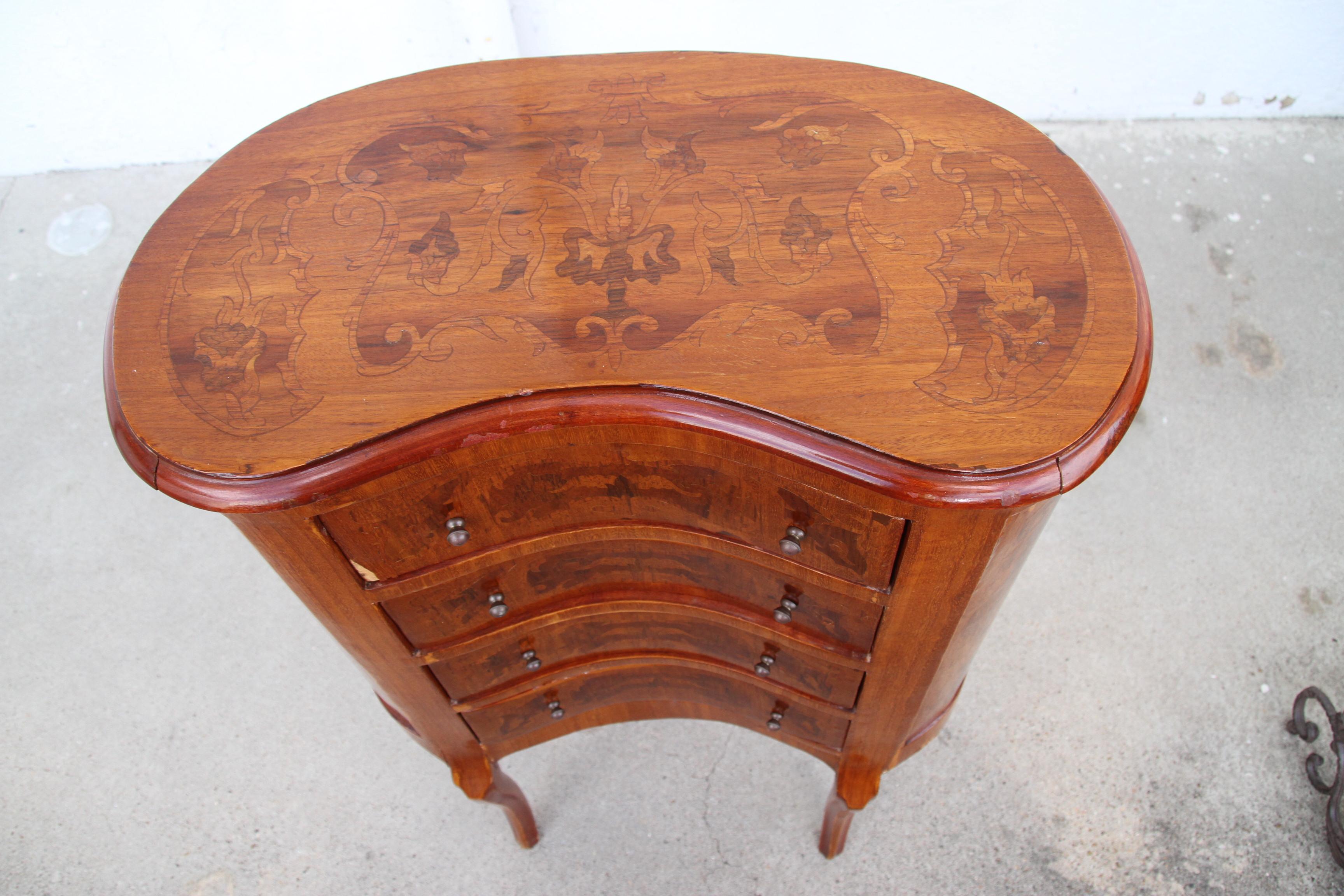 Fruitwood Early 20th Century French Louis XVI Style Kidney Shaped Nightstand  For Sale