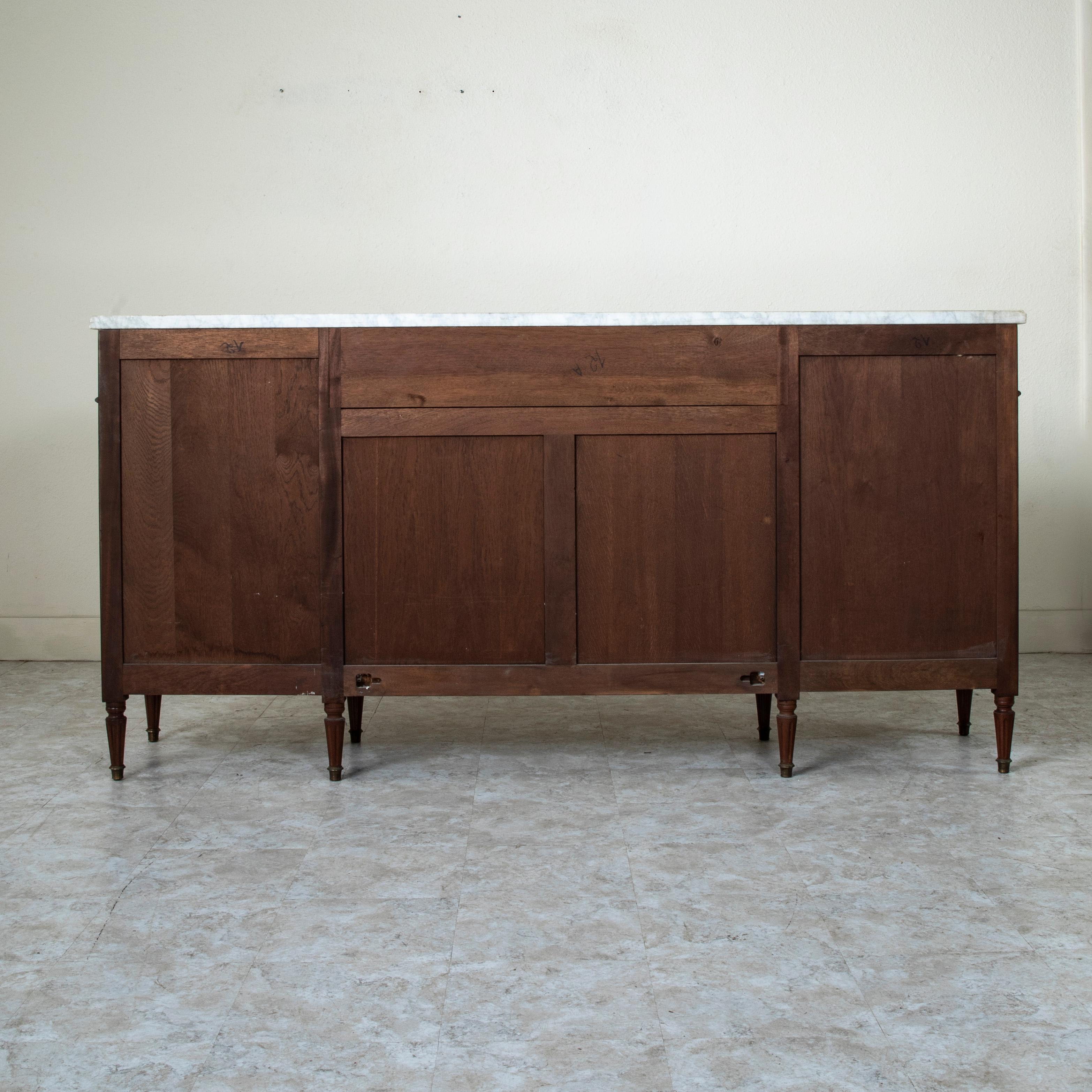 Early 20th Century French Louis XVI Style Mahogany and Marble Enfilade Sideboard 1