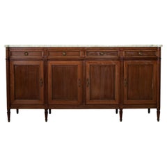 Early 20th Century French Louis XVI Style Mahogany and Marble Enfilade Sideboard