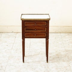Early 20th Century French Louis XVI Style Mahogany Nightstand, Marble Top