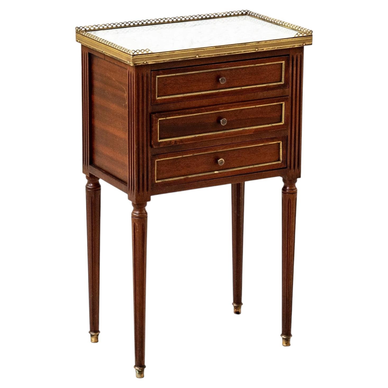 Early 20th Century French Louis XVI Style Mahogany Nightstand, Marble Top
