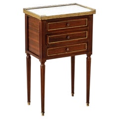 Early 20th Century French Louis XVI Style Mahogany Nightstand, Marble Top