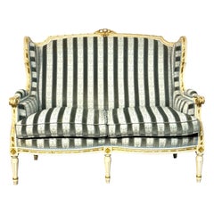 Early 20th Century French Louis XVI Style Painted and Gilded Two-Seat Sofa