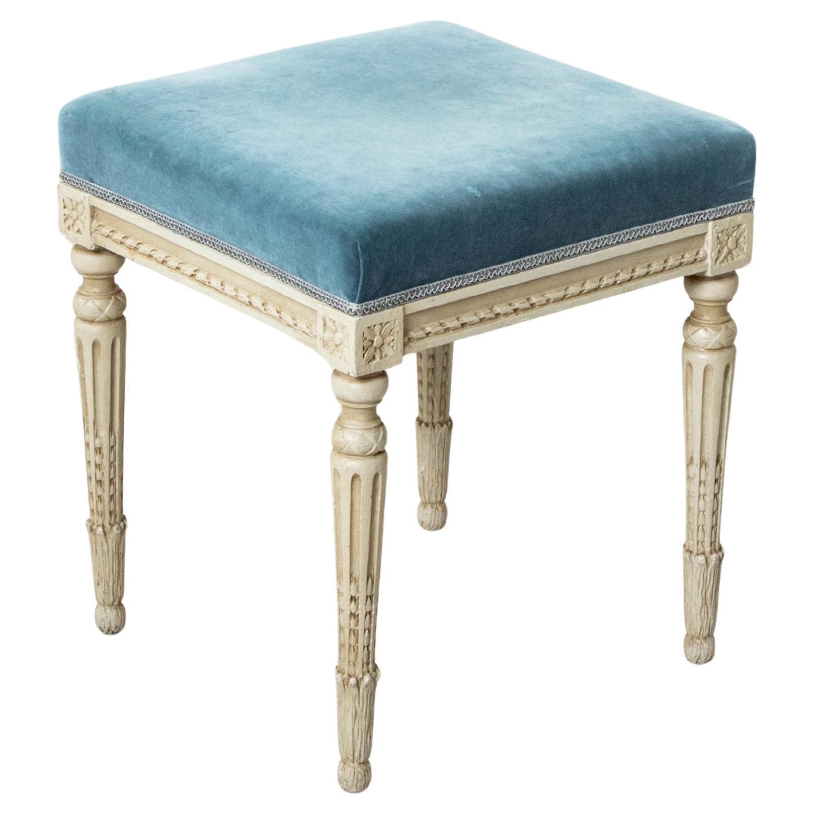 Early 20th Century French Louis XVI Style Painted Banquette Bench, Vanity Stool