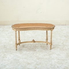 Early 20th Century French Louis XVI Style Painted Bench, Caned Seat