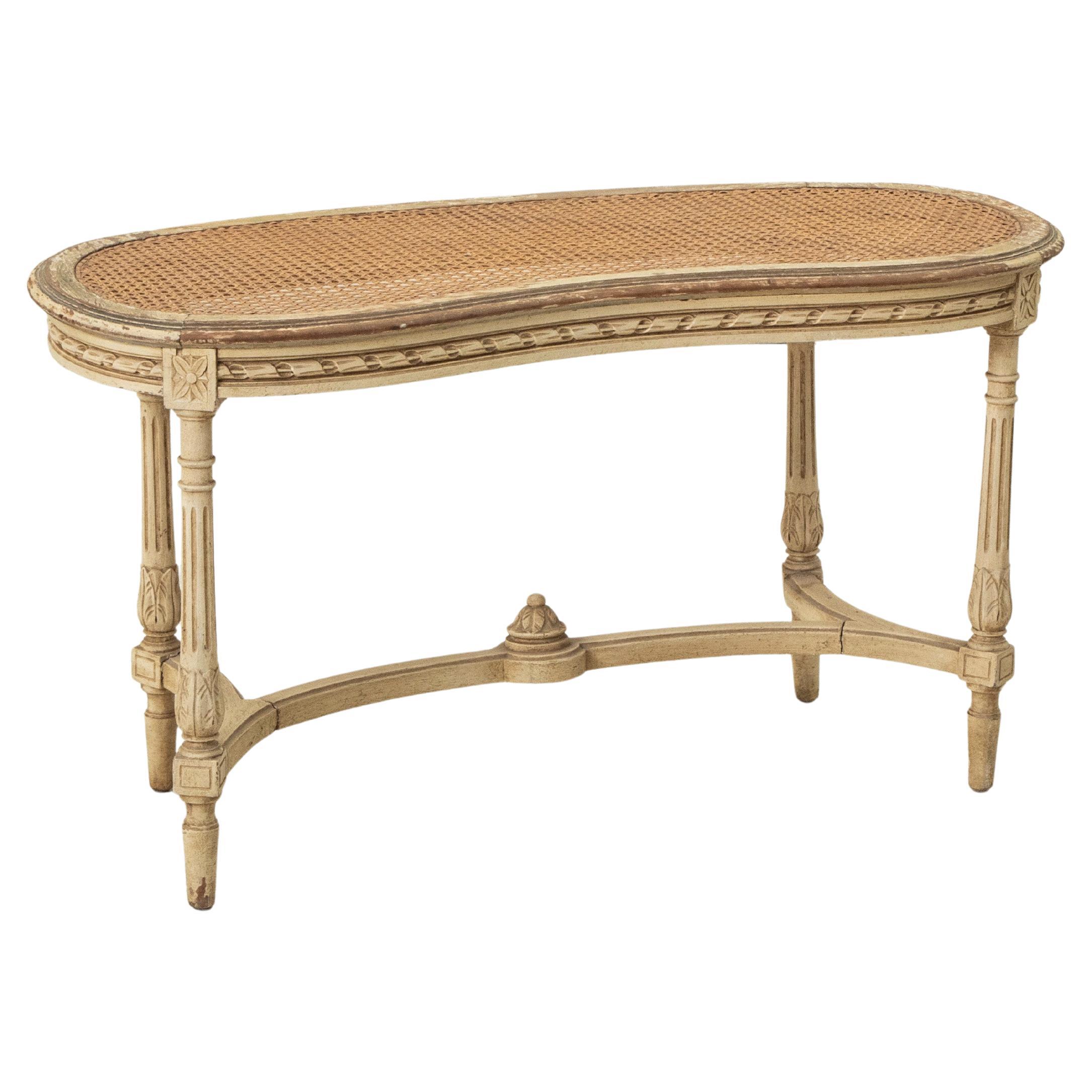 Early 20th Century French Louis XVI Style Painted Bench, Caned Seat