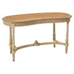 Early 20th Century French Louis XVI Style Painted Bench, Caned Seat