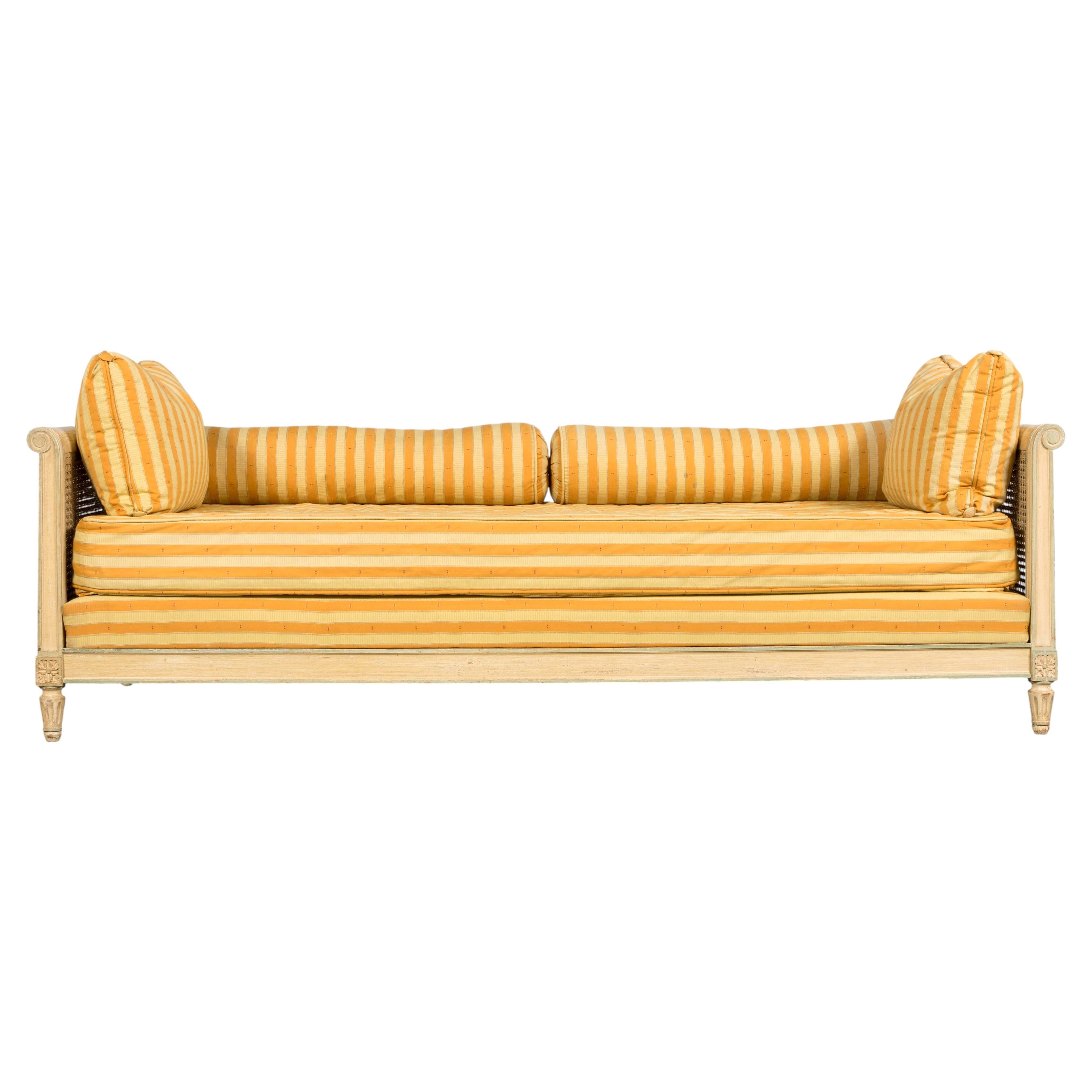 Early 20th Century French Louis XVI Style Painted Cane Daybed