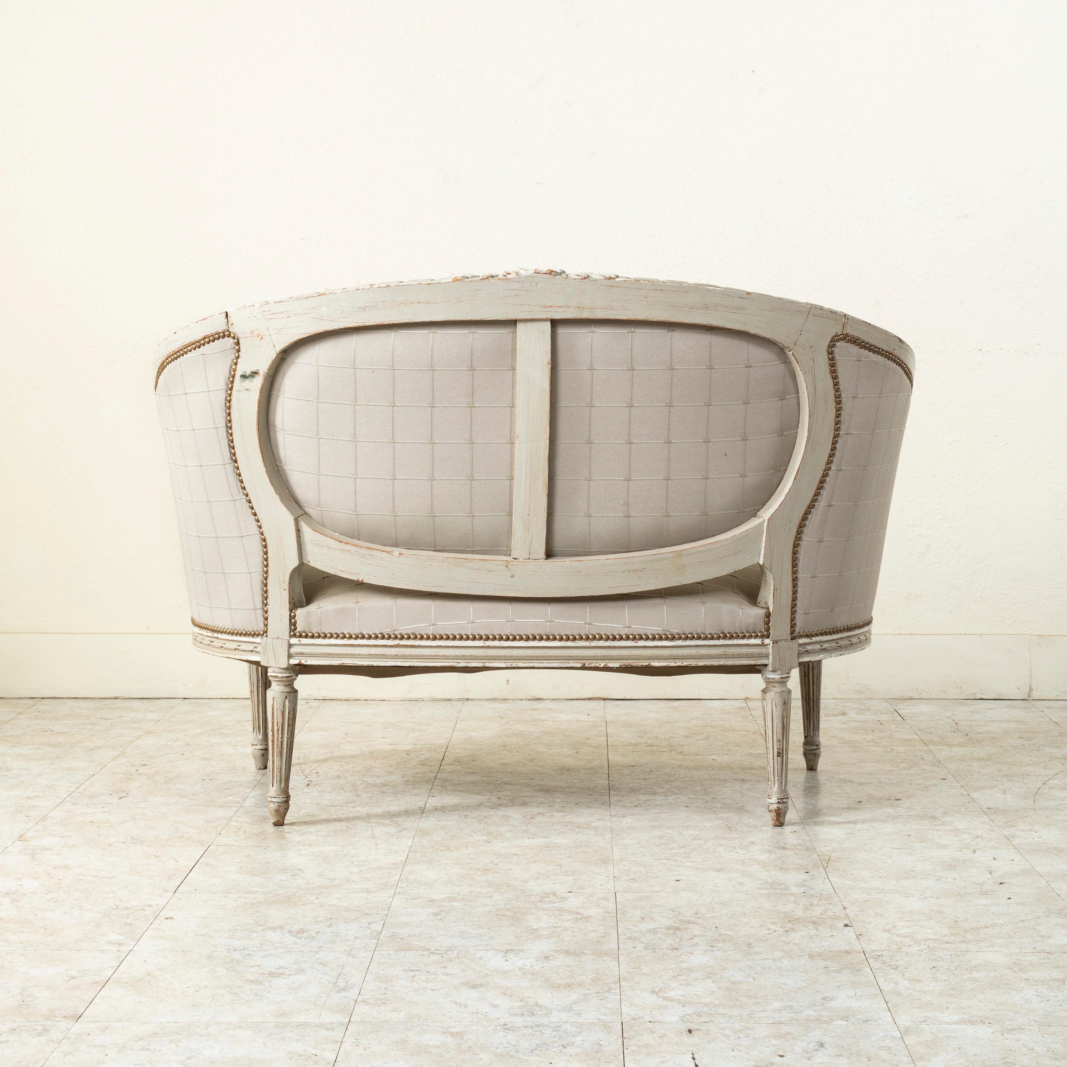 Upholstery Early 20th Century French Louis XVI Style Painted Settee or Banquette