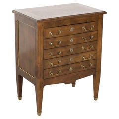 Early 20th Century French Louis XVI Style Petite Five Drawer Walnut Commode