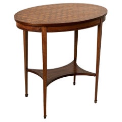 Early 20th Century French Louis XVI Style Rosewood Marquetry Oval Side Table