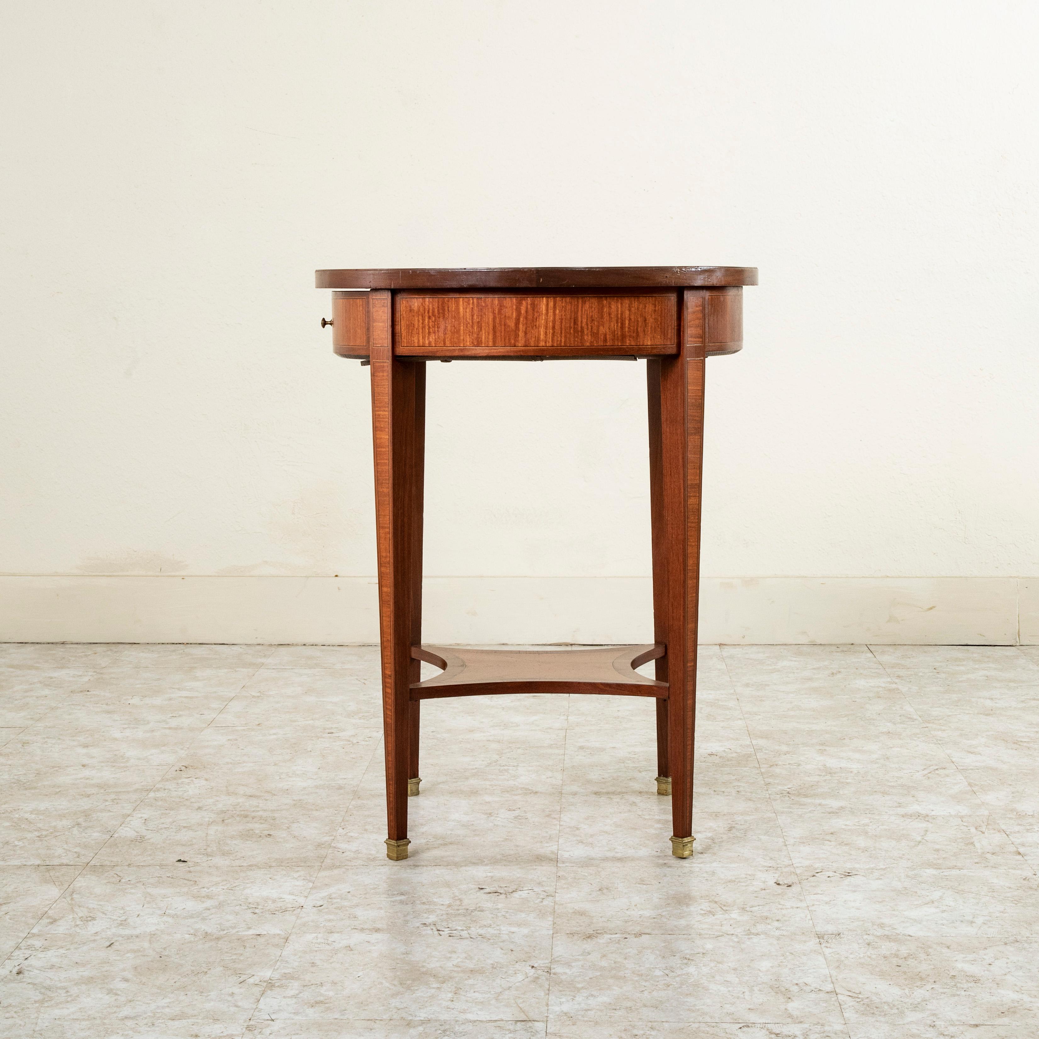 Early 20th Century French Louis XVI Style Rosewood Marquetry Side Table In Good Condition In Fayetteville, AR