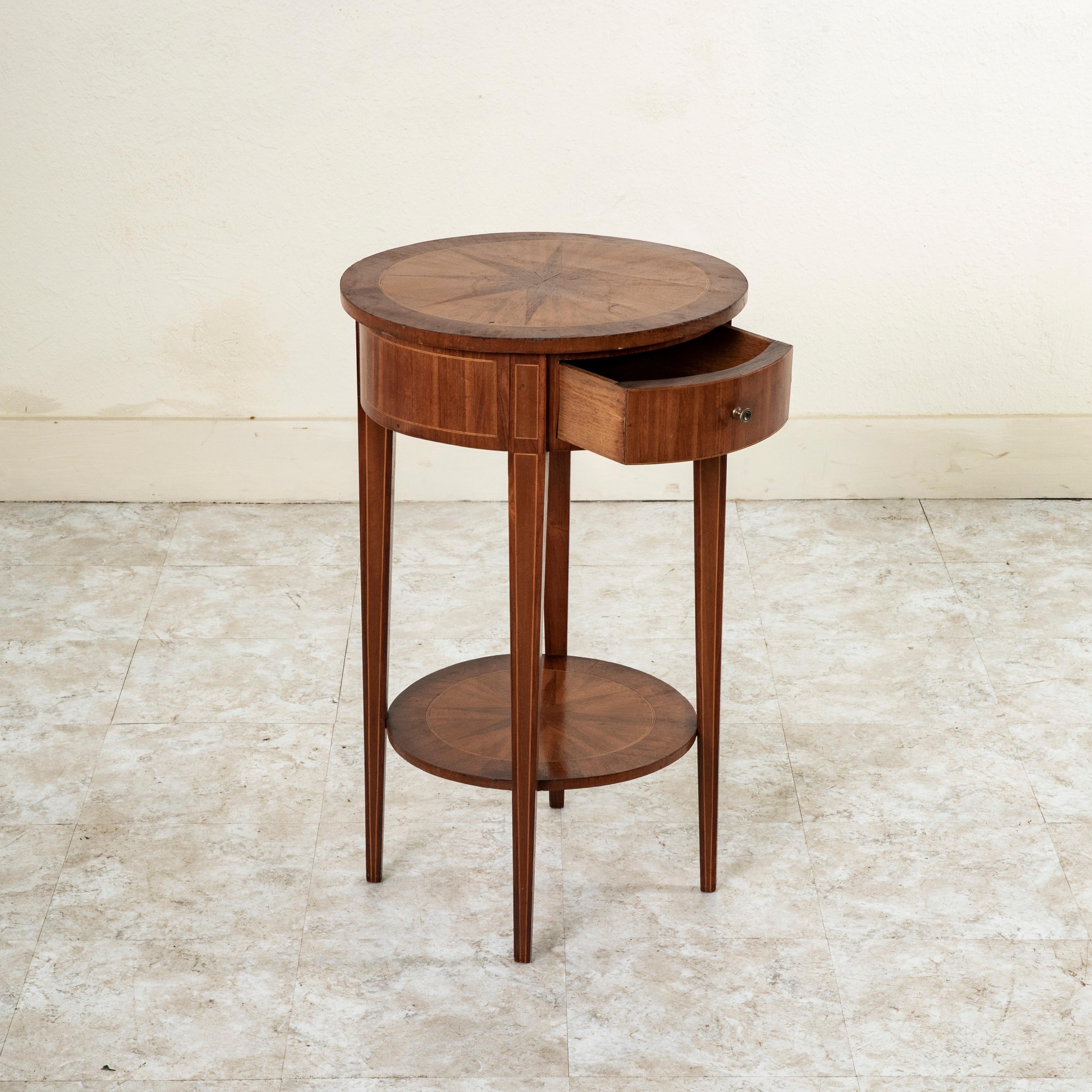 Early 20th Century French Louis XVI Style Rosewood Marquetry Side Table For Sale 2