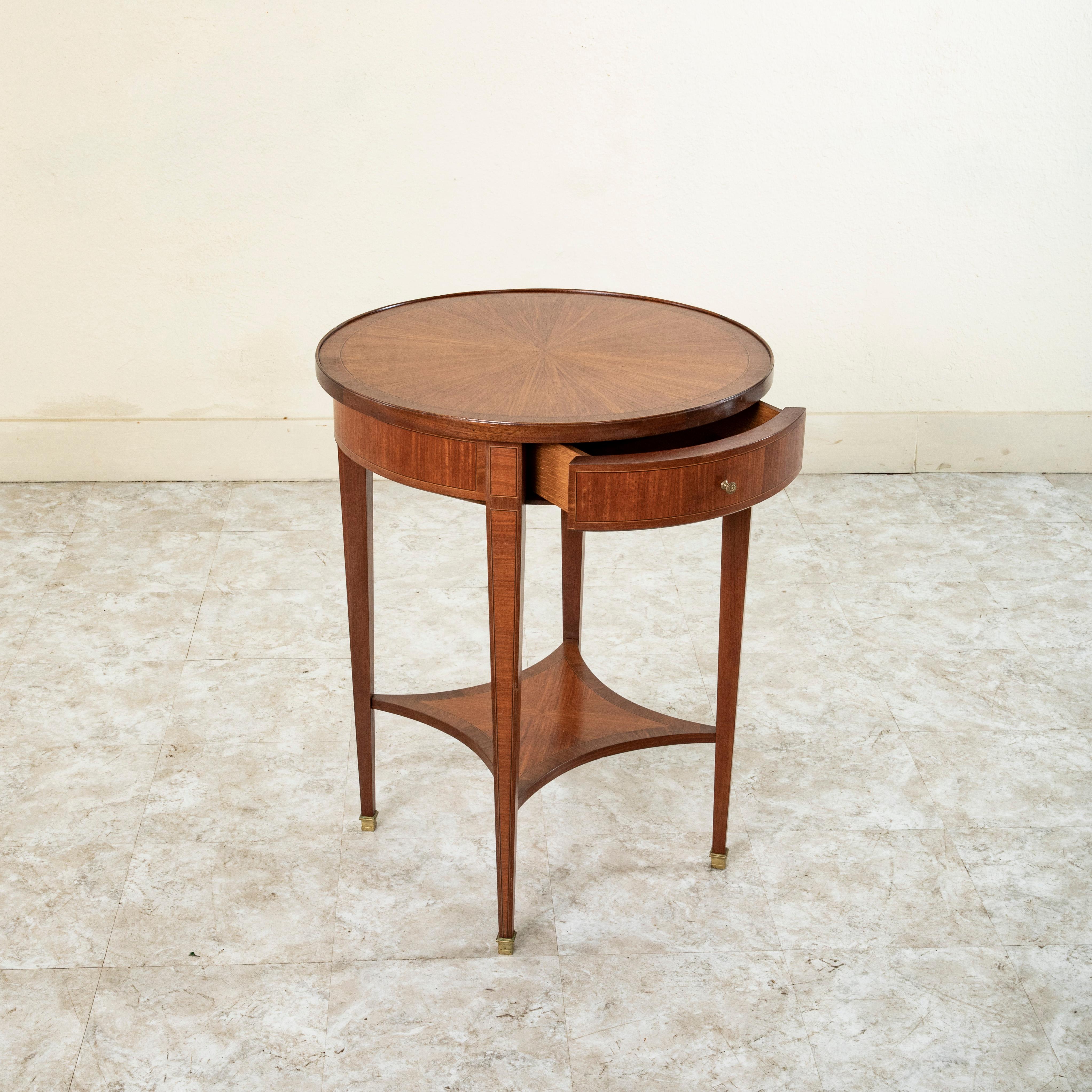 Early 20th Century French Louis XVI Style Rosewood Marquetry Side Table 2